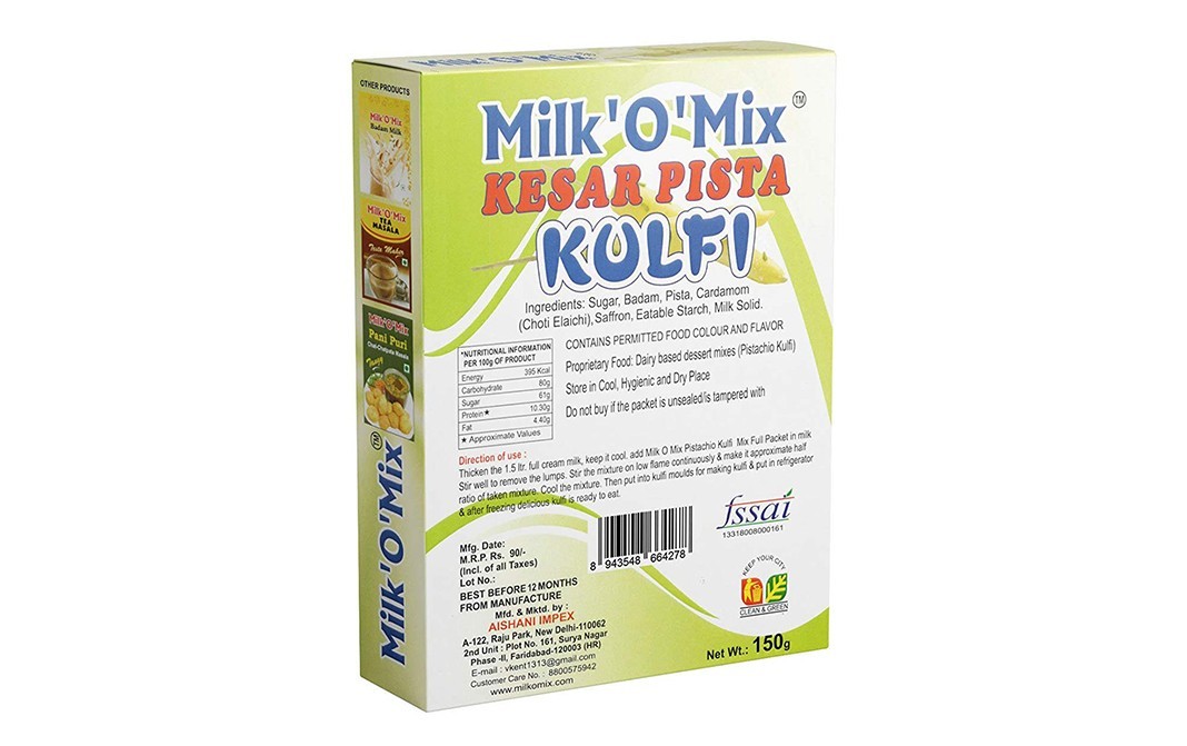 Milkomix Kesar Pista Kulfi    Pack  150 grams